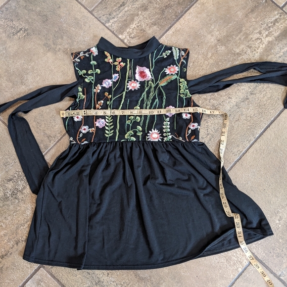 Zaful Mesh Embroidered Sleeveless Top Size XL Floral and Black - Picture 11 of 12